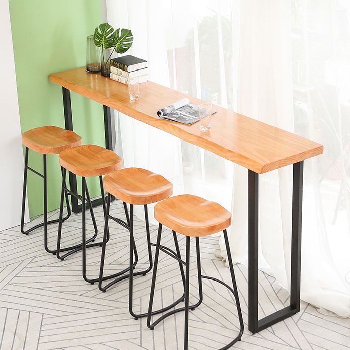 Natural Wooden Top Cocktail Bar Table Sled Modern Bistro Accent Dining Table Clearhalo 'Bar Furniture' 'Bar Tables' 'bar_tables' 'furn' 'furn_bar_tables' 'Furniture' 'Kitchen & Dining Furniture' 1200x1200_9734d824-92c9-473a-ac07-5f50e98ee48b