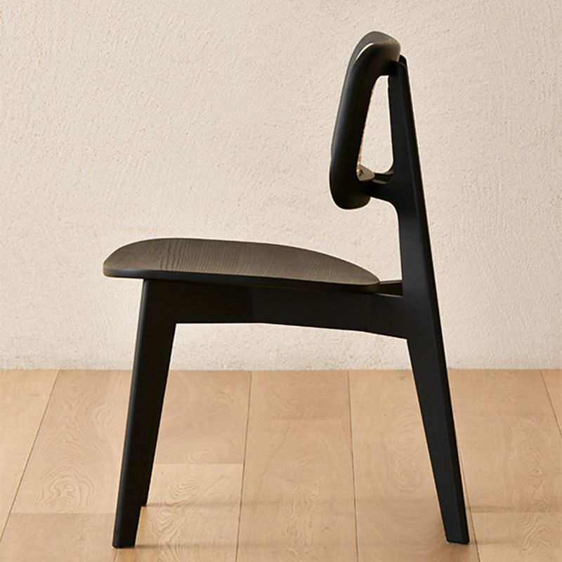 Industriële vaste houten armloze stoel keuken eetstoel zijkant