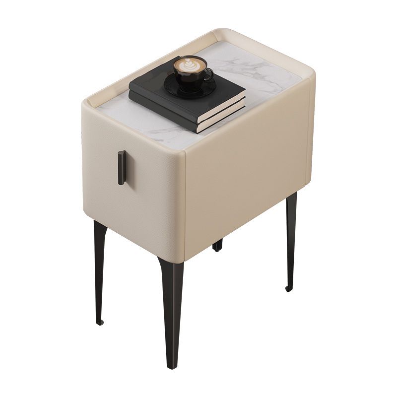 Mesa de acento de piedra contemporánea Nightsand de 19.68 "Alto 1 cajón de la cama de la cama de cajones