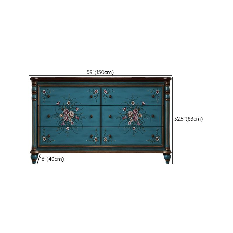 Commode de rangement en bois de commode traditionnelle ornée avec tiroirs pour chambre à coucher