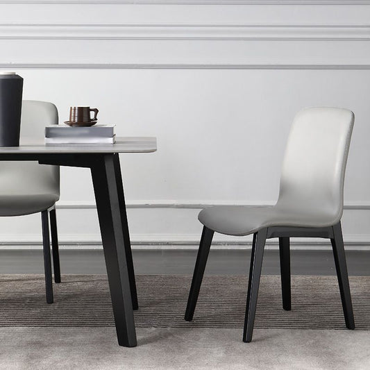 Contemporary Dining and Accent Chairs Matte Finish Leather Curved Parsons Armless Chair Clearhalo ' kitchen&dining_furn' 'Dining Chairs' 'Dining Tables & Seating' 'dining_chair' 'furn' 'furn_dining_chair' 'Furniture' 'furniture_dining_chair' 'Kitchen & Dining Furniture' 'kitchen' 1200x1200_9739acbc-2bef-4965-b3d5-a4ede5e47dc1