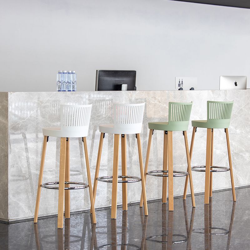 Contemporary Counter Bar Stool Plastic Armless Bar Stool with Wood Base Clearhalo 'Bar Furniture' 'Bar Stools' 'bar_stools' 'furn' 'furn_bar_stools' 'furniture_bar_stools' 'Kitchen & Dining Furniture' 'kitchen&dining_furn' 'kitchen' 'kitchen_furn' Furniture' 1200x1200_9739fdcc-90e5-4ab7-bf46-9266b595b5c5