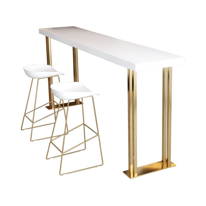 Glam Rectangle Bar Table Indoor Gold Iron Bar Dining Table with Sled Pedestal, Only Table Clearhalo 'Bar Furniture' 'Bar Tables' 'bar_tables' 'furn' 'furn_bar_tables' 'Furniture' 'furniture_bar_tables' 'Kitchen & Dining Furniture' 'kitchen&dining_furn' 'kitchen' 1200x1200_973b2dad-9e8f-49c3-b8ac-38a08dc2f7ab