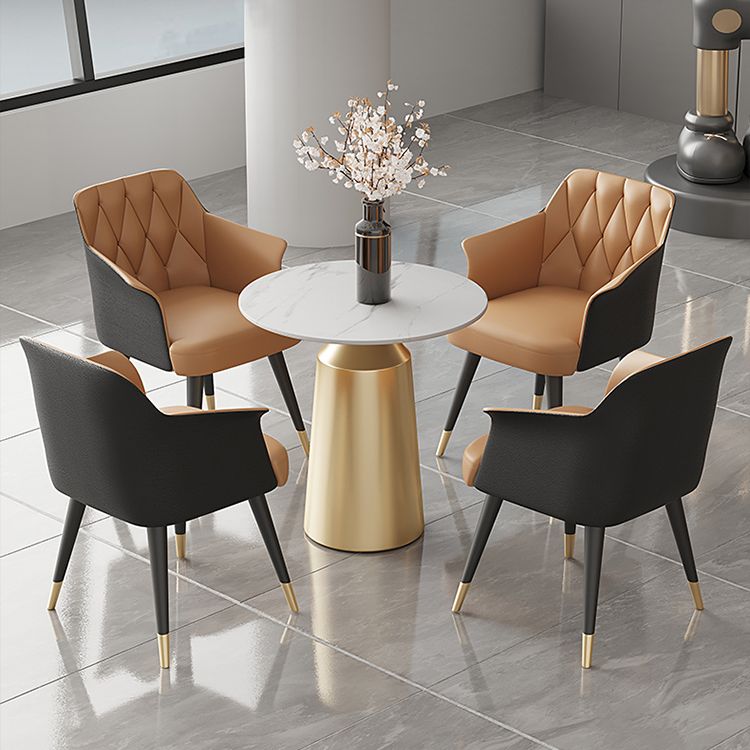 Glam Metal Arm Dining Chair Faux Leather Side Chair for Restaurant Use Clearhalo ' kitchen&dining_furn' 'Dining Chairs' 'Dining Tables & Seating' 'dining_chair' 'furn' 'furn_dining_chair' 'Furniture' 'furniture_dining_chair' 'Kitchen & Dining Furniture' 'kitchen' 1200x1200_973dd37b-00cb-400e-83b9-d4c0cfd4fb4c