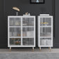 Contemporary Curio Cabinet Glass Doors Metal Storage Cabinet for Living Room