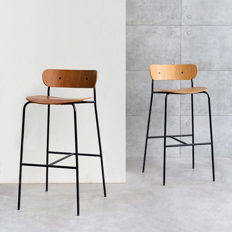 Contemporary Backrest Solid Wood and Metal Counter High Stool with 4 Legs Clearhalo 'Bar Furniture' 'Bar Stools' 'bar_stools' 'furn' 'furn_bar_stools' 'Furniture' 'Kitchen & Dining Furniture' 1200x1200_974222de-6102-4791-81bd-42742dc79100