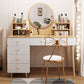 Contemporary Rubberwood Make-up Vanity with Mirror and Stool