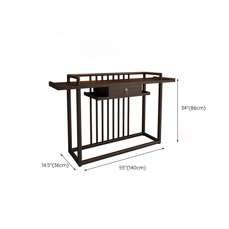 Solid Wood Console Table 1 Shelf Rectangle Accent Table for Hall