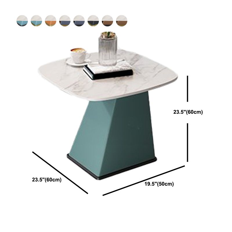 Rectangular Stone End Table Modernism Pedestal Side Table, 23.6" W x 19.7" D x 23.6" H