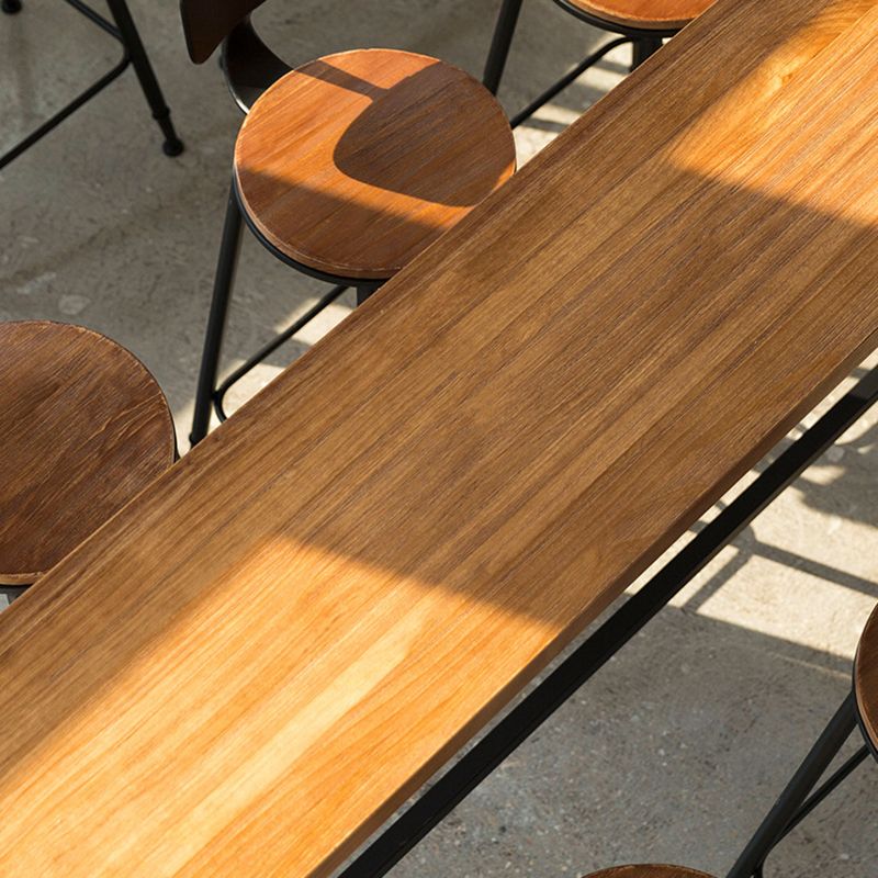 Industrial Bar Dining Table Pine Wood Bar Dining Table with Trestle Base in Black Clearhalo 'Bar Furniture' 'Bar Tables' 'bar_tables' 'furn' 'furn_bar_tables' 'Furniture' 'furniture_bar_tables' 'Kitchen & Dining Furniture' 1200x1200_9745f8aa-c212-48cf-b4f6-fb8582961f9b