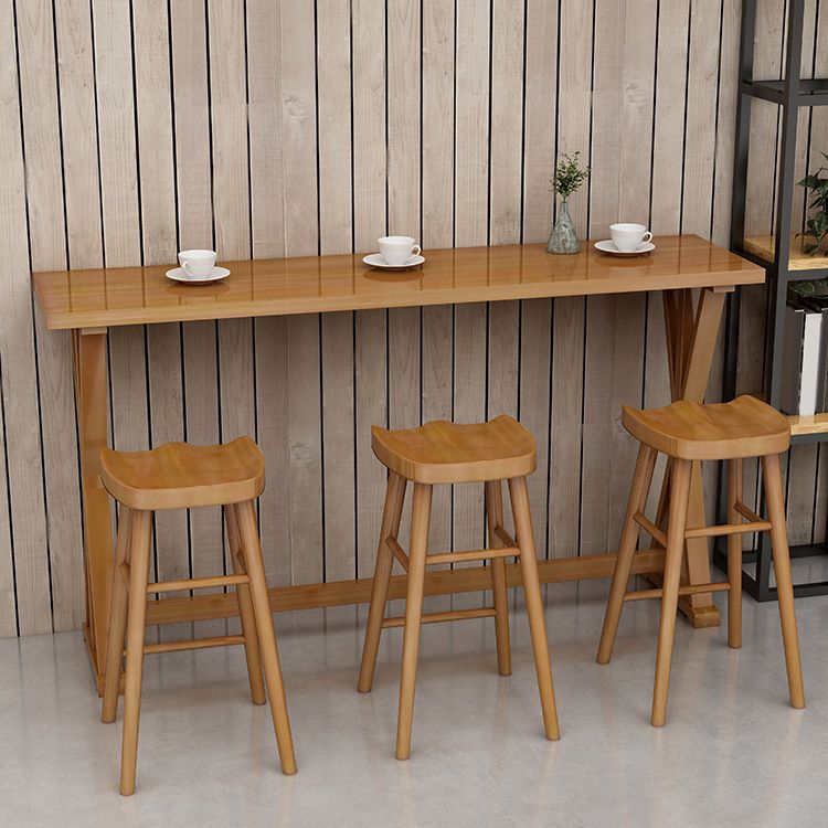 Ensemble de Table de bar rectangulaire moderne, 1/2/4/7 pièces, Table de bar en bois massif et tabourets sans dossier