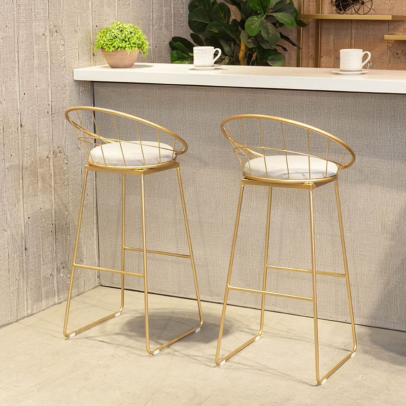 Scandinavian Metal Fabric Counter Stools White Low Back Bar Stools with Round Seat Clearhalo 'Bar Furniture' 'Bar Stools' 'bar_stools' 'furn' 'furn_bar_stools' 'furniture_bar_stools' 'Kitchen & Dining Furniture' 'kitchen&dining_furn' 'kitchen' 'kitchen_furn' Furniture' 1200x1200_9748904f-fe2c-4404-aaa0-449622e2c0e6