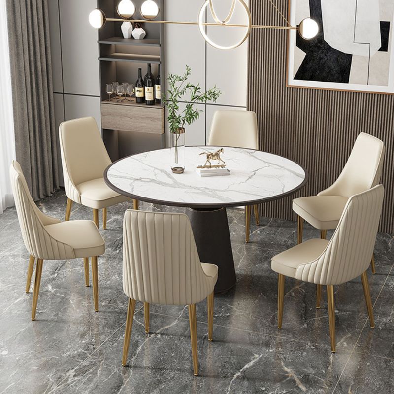 Glam Style Side Chair Leather Parsons Back Dining Chair for Home Clearhalo 'Dining Chairs' 'Dining Tables & Seating' 'dining_chair' 'furn' 'furn_dining_chair' 'Furniture' 'Kitchen & Dining Furniture' 1200x1200_97489543-6989-4efc-96ea-10107b3f7d53