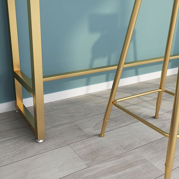 1/3 Pieces Glam Iron Bar Table Set Rectangle White Stone Top Bistro Set with Footrest Clearhalo 'Bar Furniture' 'furn' 'furn_home_bar_bar_sets' 'Furniture' 'Home Bars & Bar Sets' 'home_bar_bar_sets' 'Kitchen & Dining Furniture' 1200x1200_974bb893-ef75-4a61-a517-d77fce20efae