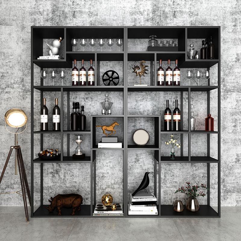 Metal Floor Wine Bottle Rack Industrial Wine Bottle Holder with Shelf
