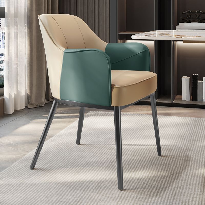 Industriële stijl armstoel faux lederen eetgelegenheid stoel voor slaapkamer