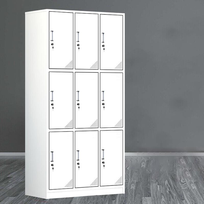 Modern White Storage Cabinet with Hinged Door Metal Cabinet for Bathroom Clearhalo 'Armoires & Wardrobes' 'armoires_wardrobes' 'Bedroom Furniture' 'furn' 'furn_armoires_wardrobes' 'Furniture' 1200x1200_9751f7be-c1af-40d3-90ee-c6d256c81015