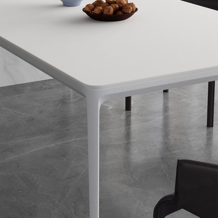 Metal Contemporary Rectangular Dining Table High Gloss White Sintered Stone Table with Metal Legs Clearhalo ' dining_table' 'Dining Tables & Seating' 'Dining Tables' 'Furniture' 'furniture_dining_table' 'Kitchen & Dining Furniture' 'kitchen&dining_furn' 'kitchen' 'kitchen_dining_table' 1200x1200_975328fc-f37f-4ad8-9b0e-2674d73a4422