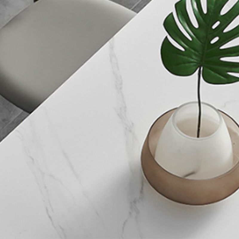 Table de salle à manger moderne du milieu du siècle avec plateau en pierre blanche avec 4 pieds