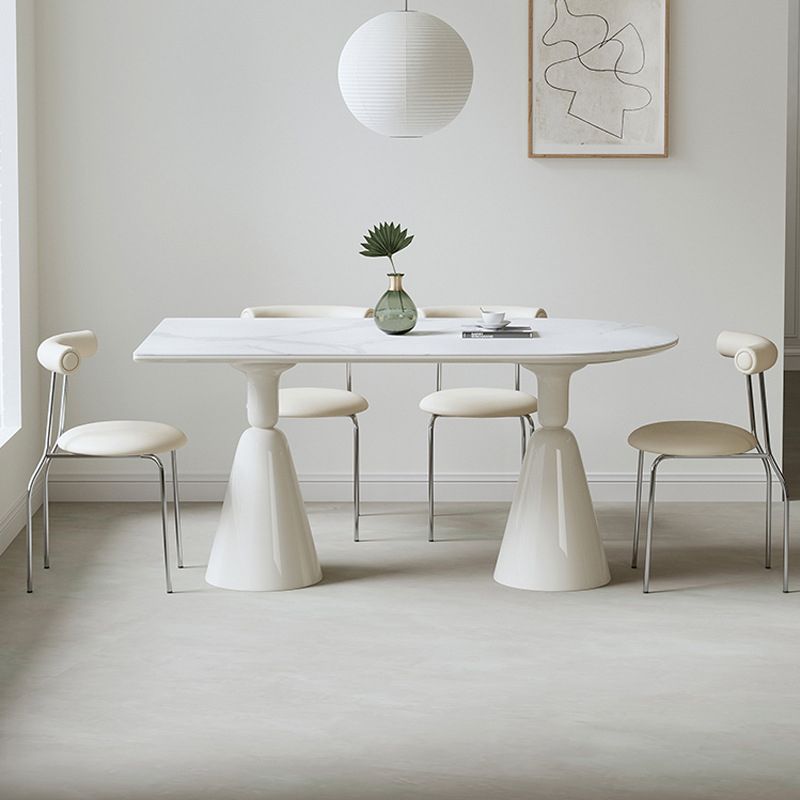 Contemporary Kitchen Dinner Table Double Pedestal Dining Table