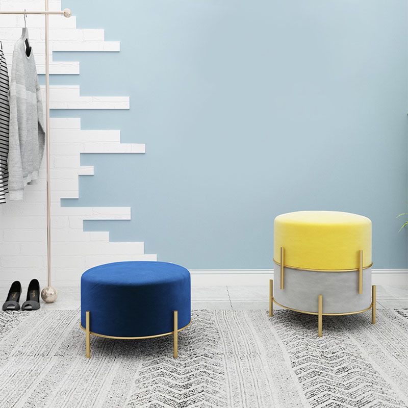 Solid Color Round Ottoman Mildew Resistant Velvet Upholstered Ottoman Clearhalo 'furn' 'furn_ottomans_poufs' 'Furniture' 'Living Room Furniture' 'Ottomans & Poufs' 'ottomans_poufs' 1200x1200_97572d2d-61e6-4df8-96aa-51df6506170d