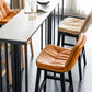 Modern Solid Wood Legs Faux Leather Bar Stools with Footrest