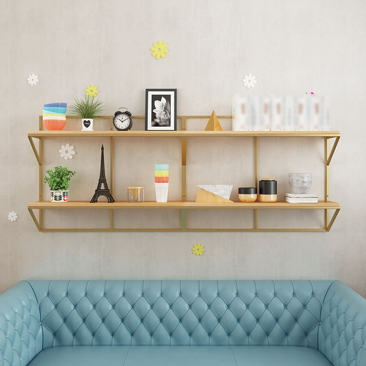 Glam Wall Mounted Bookshelf Iron Frame Glass and Pine Shelf Bookshelf Clearhalo 'Bookcases' 'furn' 'furn_bookcases' 'Furniture' 'furniture_bookcases' 'kitchen' 'kitchen_bookcases' 'Living Room Furniture' 'Office Furniture' 1200x1200_9758eb30-e3f0-4ad0-b0ce-fcbe84e0172f