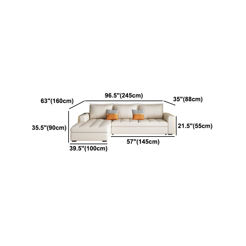White Modern Sofa Bed with Storage USB Charging Convertible Sectional Clearhalo 'furn' 'furn_sectionals' 'Furniture' 'Living Room Furniture' 'Sectionals' 1200x1200_9759bb4c-11d8-46e1-a7cf-45ea884cb643