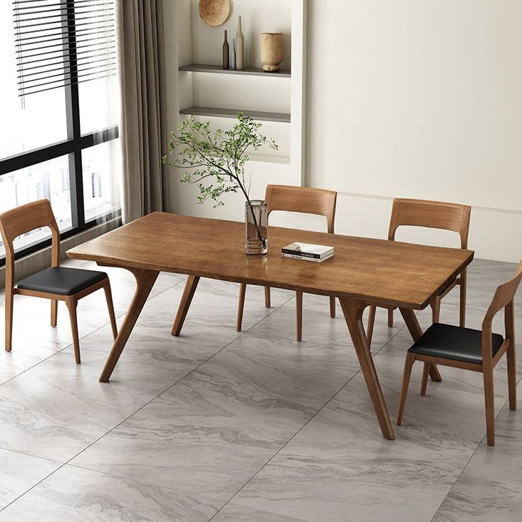 Brown Solid Wood Contemporary Dining Table Set 1/4/5/7 Pcs Dinette Set for Home Clearhalo 'Dining Room Sets' 'Dining Tables & Seating' 'dining_room_set' 'furn' 'furn_dining_room_set' 'Furniture' 'Kitchen & Dining Furniture' 1200x1200_9759d5db-6736-4be7-86d0-7eae285e473a