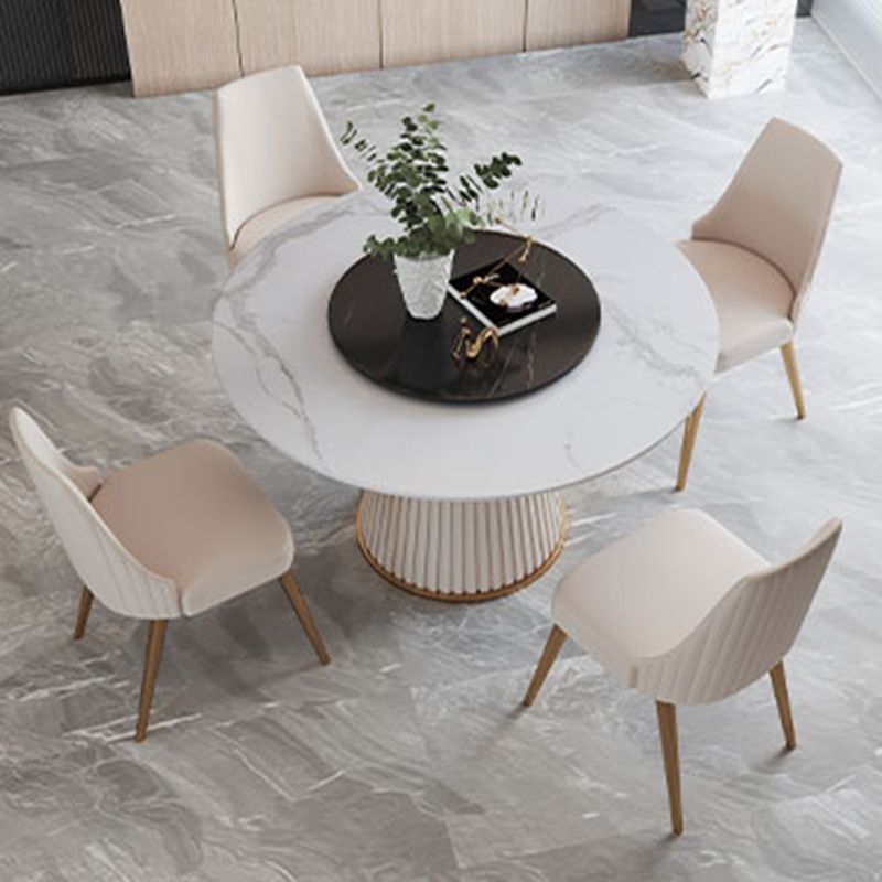 Contemporary Dining Round Table Sintered Stone Table with Metal Legs for Home Clearhalo 'Dining Tables & Seating' 'Dining Tables' 'dining_table' 'furn' 'furn_dining_table' 'Furniture' 'Kitchen & Dining Furniture' 1200x1200_975b038d-04fb-4265-848e-e020a951f974