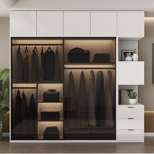 Varilla de vestuario de vidrio blanco incluye armario de vestuario sin luz sin luz