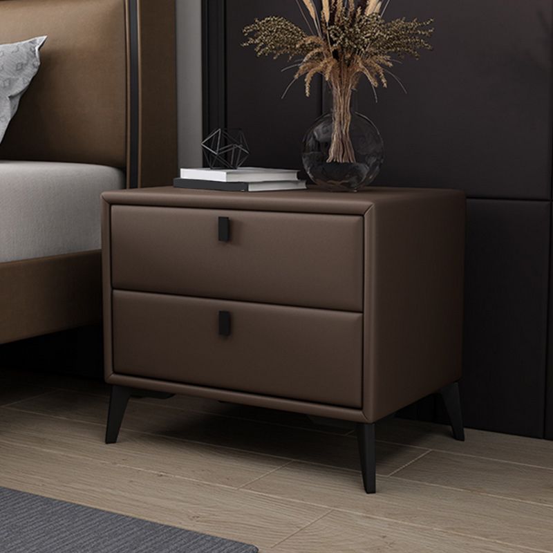 Leather Top Nightstand with 4 Legs Glam Night Table with Drawer Clearhalo 'Bedroom Furniture' 'furn' 'furn_night_stand' 'Furniture' 'night_stand' 'Nightstands' 1200x1200_975b8482-2b22-49fb-9c5b-bc5cca50b418