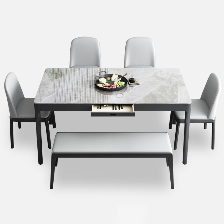 Rectangle Three-Color Dining Table Sintered Stone Table Vintage with Drawer Clearhalo ' dining_table' 'Dining Tables & Seating' 'Dining Tables' 'furn' 'furn_dining_table' 'Furniture' 'furniture_dining_table' 'Kitchen & Dining Furniture' 'kitchen&dining_furn' 'kitchen' 'kitchen_dining_table' 1200x1200_975c864d-3357-4041-bc0e-c338b541c93a
