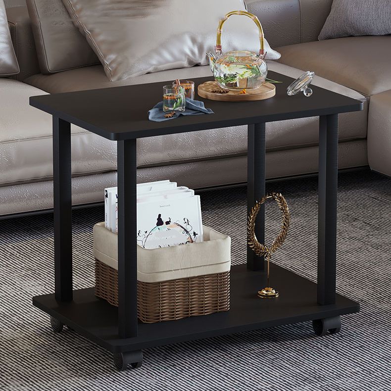 Modern 4 Legs Rectangular Coffee Table with Casters Cocktail Table in Black/White Clearhalo 'Coffee & Accent Tables' 'Coffee Tables' 'coffee_tables' 'furn' 'furn_coffee_tables' 'Furniture' 'furniture_coffee_tables' 'Living Room Furniture' 1200x1200_975c8b52-2be9-4f94-9eb0-c0b41e6f8b14