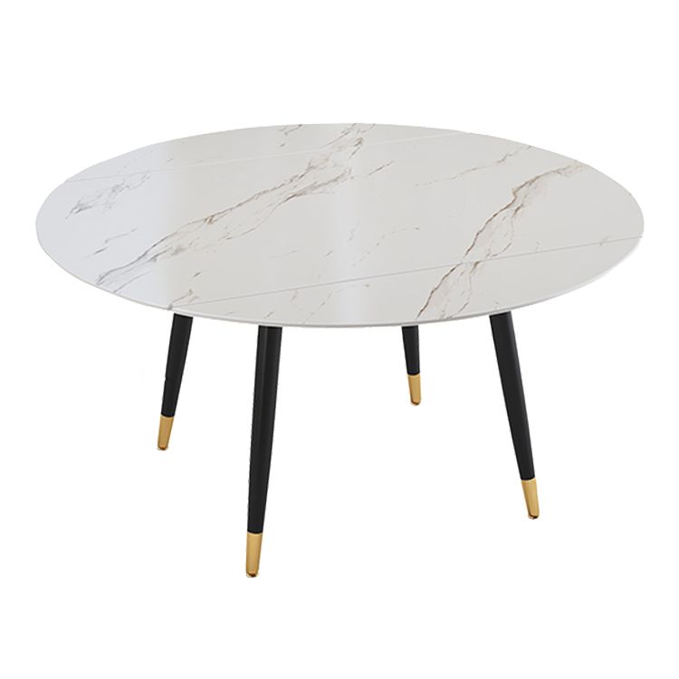 Round Sintered Stone Dining Table Foldable Modern Table in White with 4 Legs Clearhalo ' dining_table' 'Dining Tables & Seating' 'Dining Tables' 'furn' 'furn_dining_table' 'Furniture' 'furniture_dining_table' 'Kitchen & Dining Furniture' 'kitchen&dining_furn' 'kitchen' 'kitchen_dining_table' 1200x1200_975e7c9d-7eaa-4e04-bdca-ef37df9a58ef