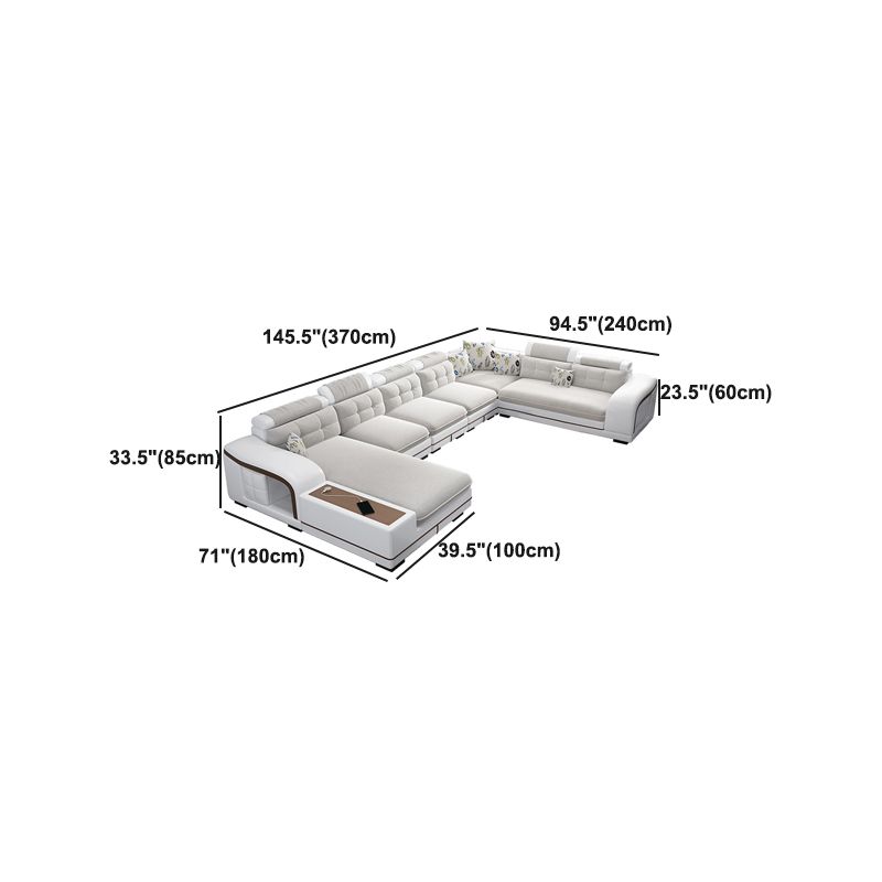 Velvet and Faux Leather Sloped Arms Modular Sectionals Sofa for Living Room Clearhalo 'furn' 'furn_sectionals' 'Furniture' 'Living Room Furniture' 'Sectionals' 1200x1200_975f796c-ea0e-46ec-8550-fb76b719f001