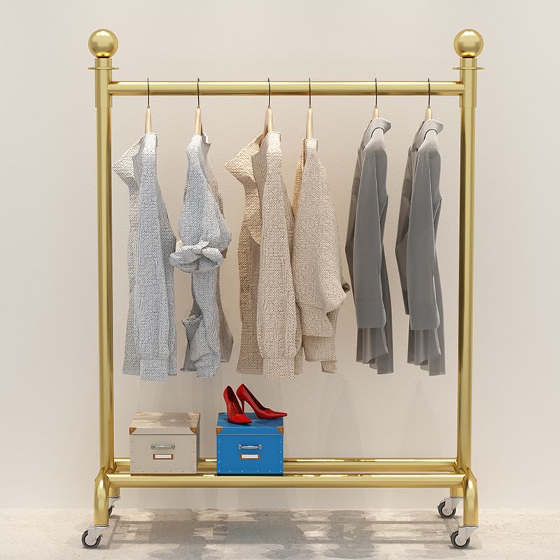 Rack de manteau contemporain métal rail suspendu étagère inférieure et crochets