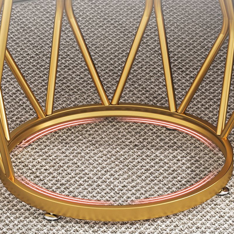 モダンスレートラウンドサイド表19.69 "w棚付きの金属の台座エンドテーブル