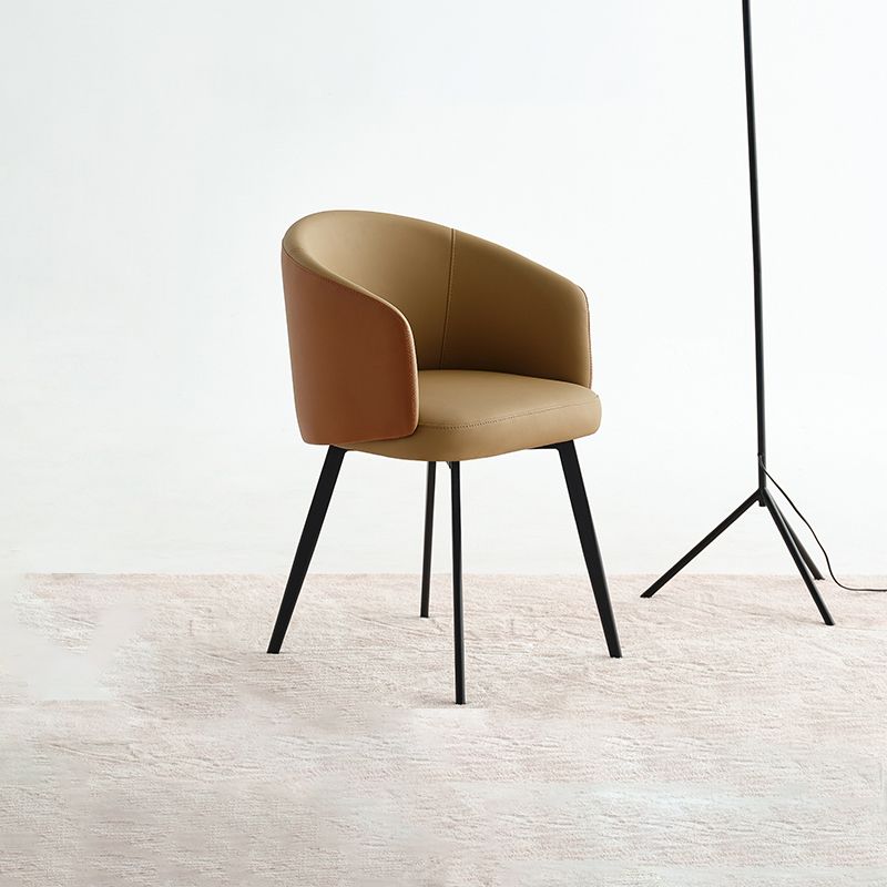 Contemporary Leather Arm Chair Matte Finish Solid Back Dining Chair Clearhalo ' kitchen&dining_furn' 'Dining Chairs' 'Dining Tables & Seating' 'dining_chair' 'furn' 'furn_dining_chair' 'Furniture' 'furniture_dining_chair' 'Kitchen & Dining Furniture' 'kitchen' 1200x1200_9761bd77-8f46-4c92-939c-4b149d6e827c