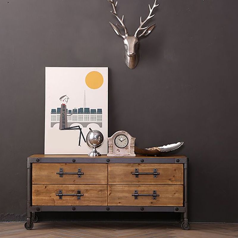 19.69"H TV Stand Industrial Style Solid Wood Brown TV Console with Drawers Clearhalo 'furn' 'furn_tv_stands_entertainment_centers' 'Furniture' 'Living Room Furniture' 'TV Stands & Entertainment Centers' 'TV Stands & Media Storage Furniture' 'tv_stands_entertainment_centers' 1200x1200_9762770f-1808-438a-9f8c-31dcbaf2a71c