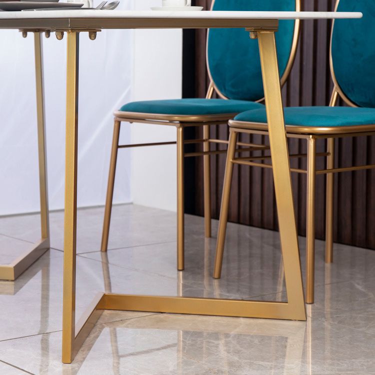 Modern Dining Furniture Set 1/5 Pcs Stone Dining Table with Metal Frame Armless Chairs