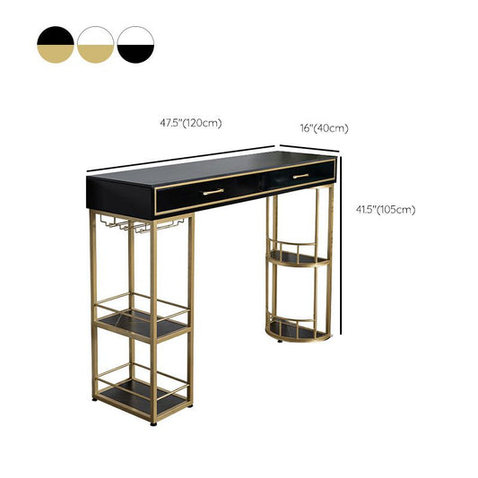 Stone Bar Table Set Industrial Rectangle 1/3 Pieces Pub Table with Upholstered Stools