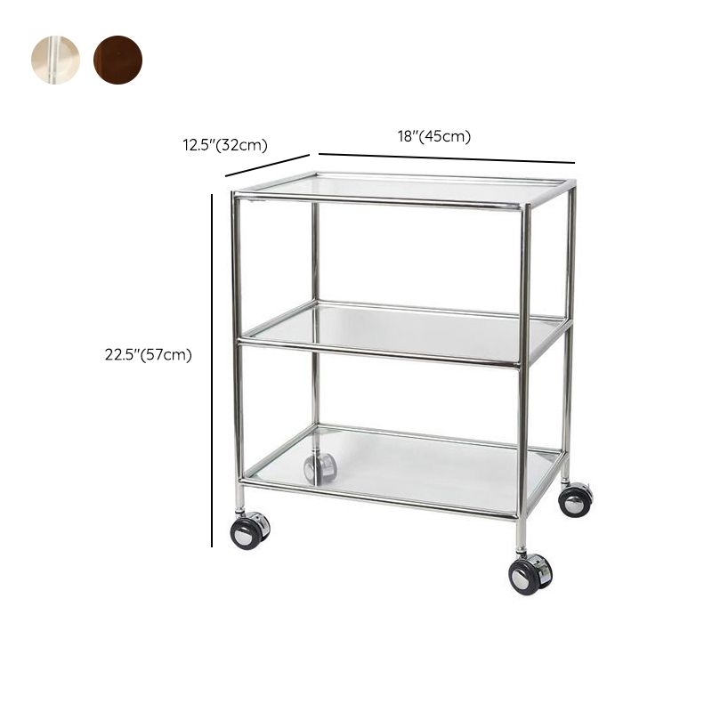 22.44" Tall 4 Legs Side Table with Shelves Modern Metal End Table Stand Clearhalo 'Coffee & Accent Tables' 'End & Side Tables' 'end_side_tables' 'furn' 'furn_end_side_tables' 'Furniture' 'Living Room Furniture' 1200x1200_9768f375-2ff7-4996-a609-5e862a40b754