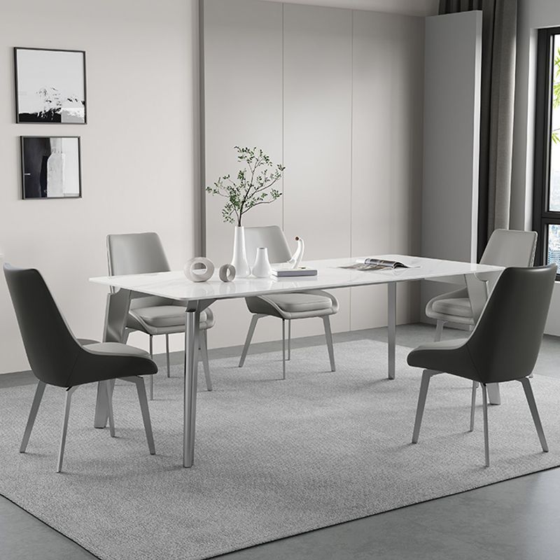 レストラン用の焼結された石トップホワイトテーブル4本の足のあるモダンなキッチンテーブル