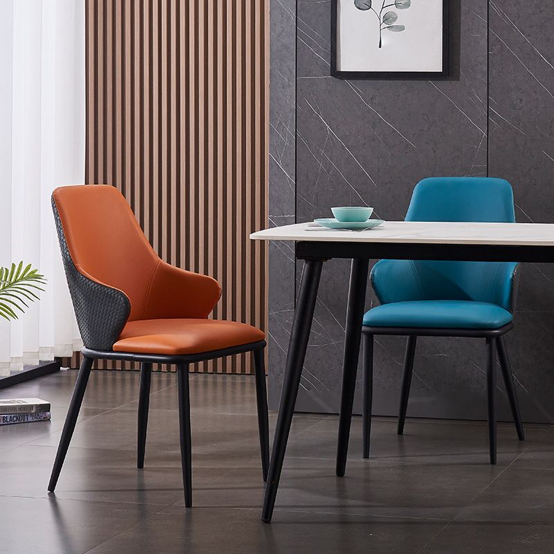 Modern Leather Dining Side Chairs Indoor Upholstered Arm Chair with Black Legs Clearhalo ' kitchen&dining_furn' 'Dining Chairs' 'Dining Tables & Seating' 'dining_chair' 'furn' 'furn_dining_chair' 'Furniture' 'furniture_dining_chair' 'Kitchen & Dining Furniture' 'kitchen' 1200x1200_976d55e9-82e2-4b80-810e-4710932b430b