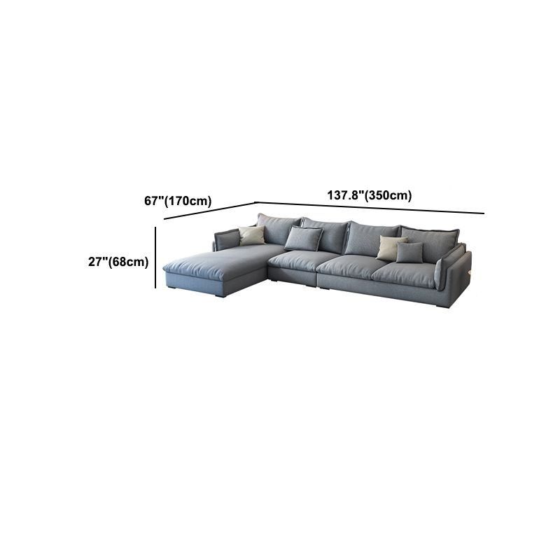 Nordic Loose Back Linen Sofa & Chaise Square Arm Cushions Sofa