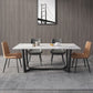 Juego de mesa de comedor blanca rectangular, mesa de comedor y sillas modernas de piedra sinterizada, 1/4/5/7 Uds.