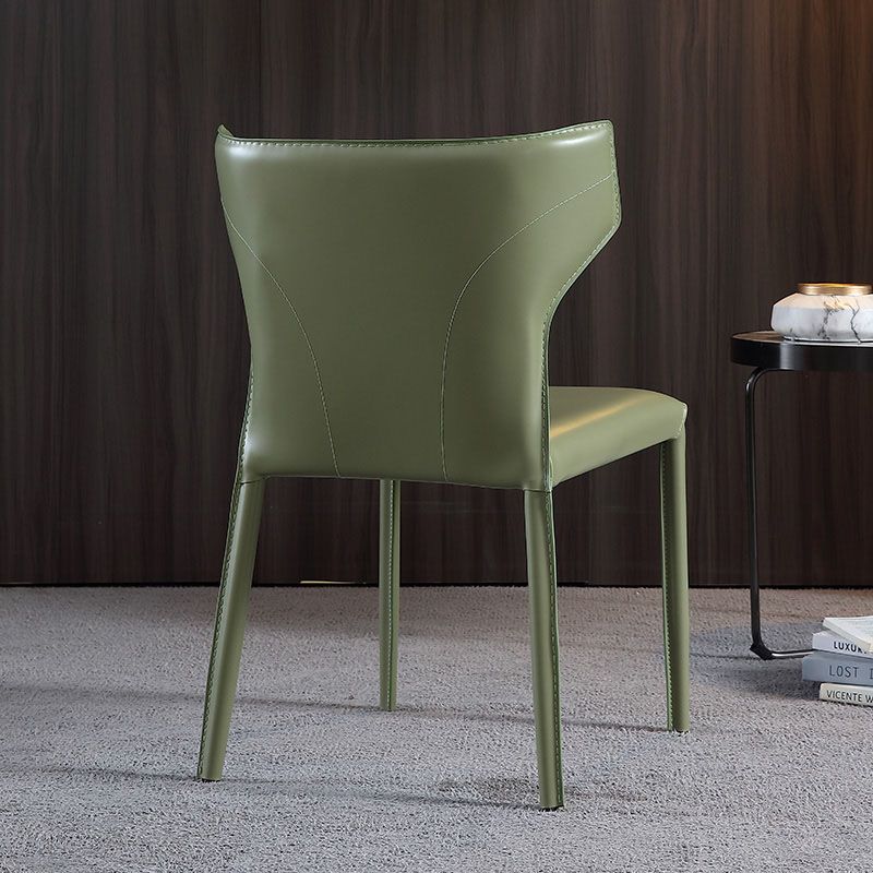 Faux Leather Contemporary Dining Room Chair Metallic Finish Wingback Side Chair Clearhalo ' kitchen&dining_furn' 'Dining Chairs' 'Dining Tables & Seating' 'dining_chair' 'furn' 'furn_dining_chair' 'Furniture' 'furniture_dining_chair' 'Kitchen & Dining Furniture' 'kitchen' 1200x1200_976f2dd1-f82d-491f-ad82-a8f08db863ce