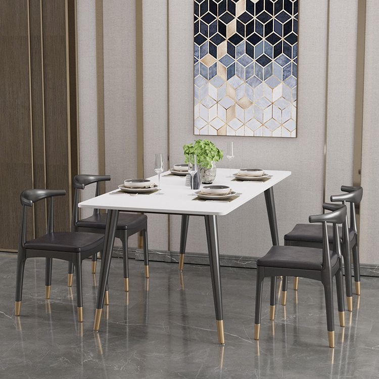 Modern Black Base Dining Set 1/4/5/7 Pieces Stone Top Indoor Dinette Set Clearhalo 'Dining Room Sets' 'Dining Tables & Seating' 'dining_room_set' 'furn' 'furn_dining_room_set' 'Furniture' 'Kitchen & Dining Furniture' 1200x1200_976f9521-59a4-48a7-ae6b-2e42b6c63726