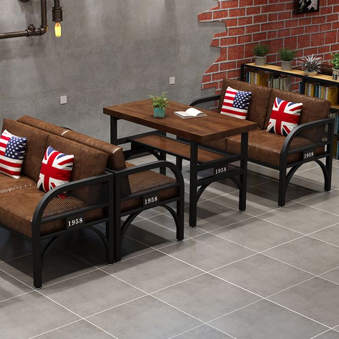 Industrial Solid Wood Dinner Room Kitchen Table Brown Table with Black Frame for Dining Room Clearhalo ' dining_table' 'Dining Tables & Seating' 'Dining Tables' 'furn' 'furn_dining_table' 'Furniture' 'furniture_dining_table' 'Kitchen & Dining Furniture' 'kitchen&dining_furn' 'kitchen' 'kitchen_dining_table' 1200x1200_977305f4-0e3a-40a1-805a-8b4b801dc335
